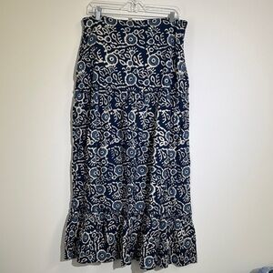 Chic Navy Floral Maxi Skirt